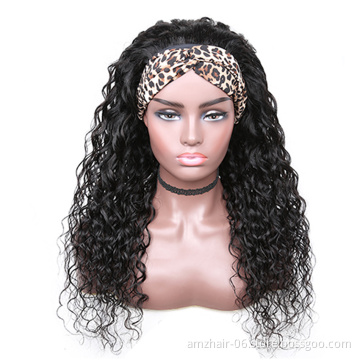 Wholesale 100%Human Hair Headband Wig Natural Water Wave Indian Cuticle Aligned Human Hair Non Lace Closure Wigs For Black Women